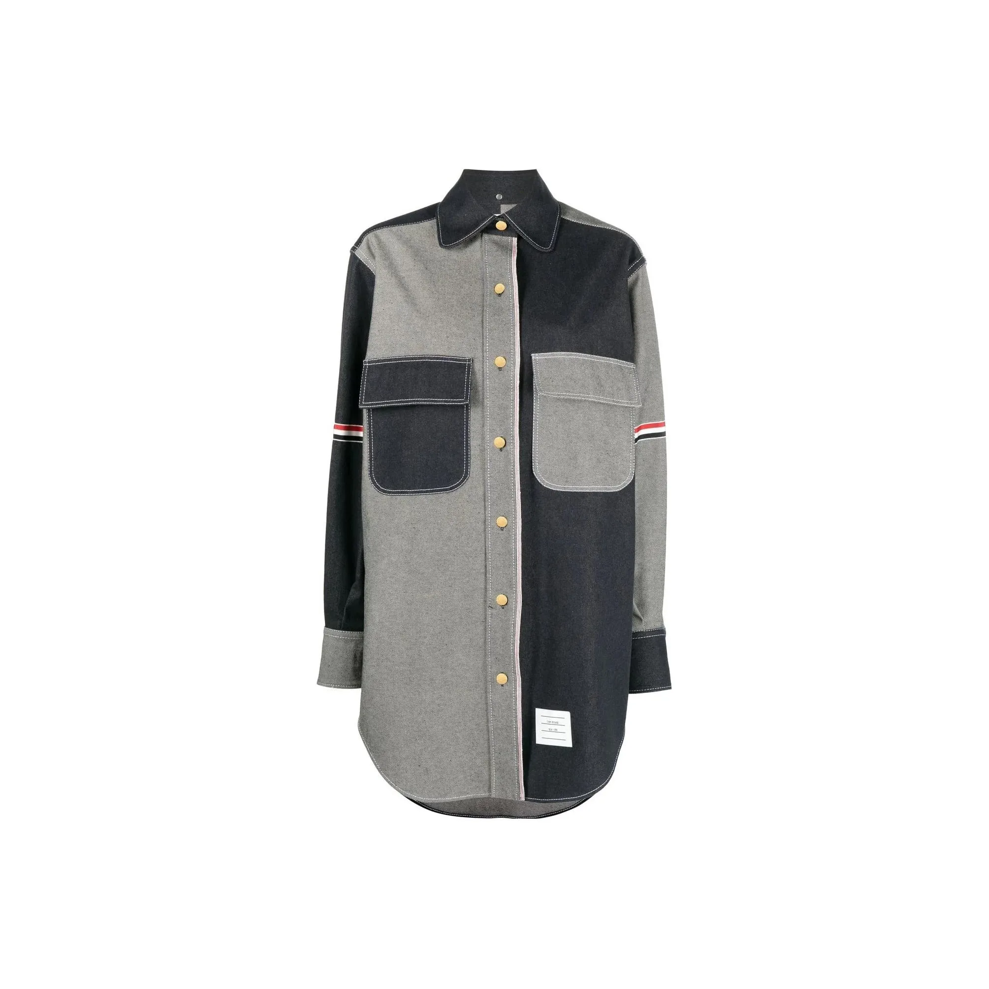 THOM BROWNE Long Sleeved Dresses Women's Patchwork Denim