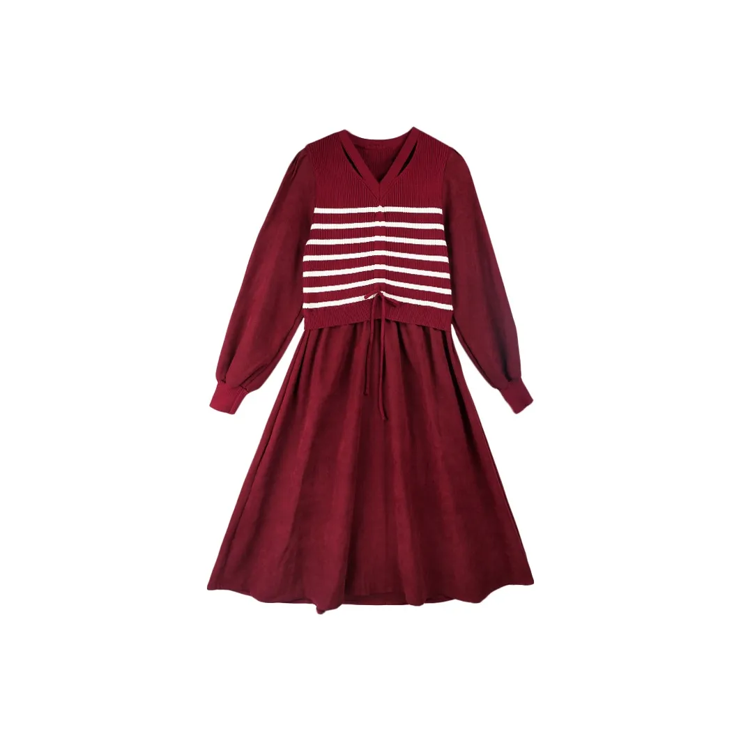 VICTORIA VERA Длинное платье с длинными рукавами женское Анкора красный