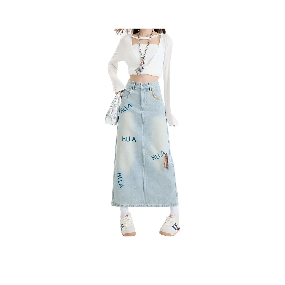 HELEH Denim Long Skirt Women's Light Blue