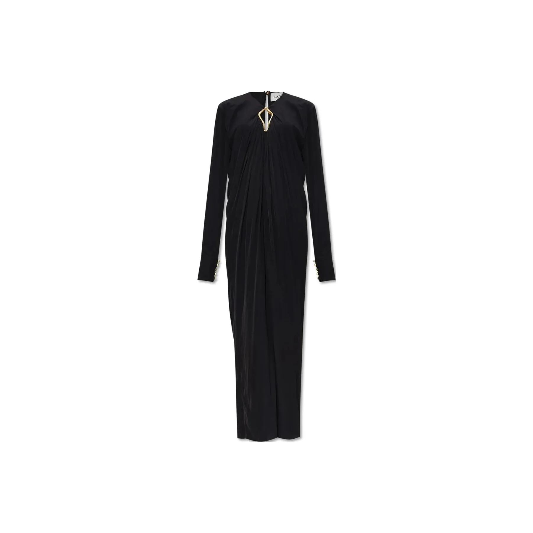 Lanvin Cut Out Detailed Draped Midi Dress