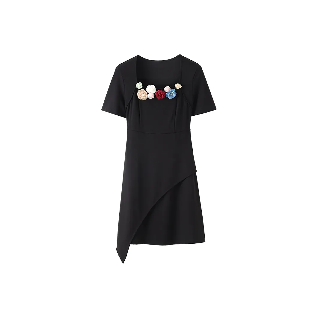 PAIN OR PLEASURE Summer Short Sleeved Dresses Women's Black
