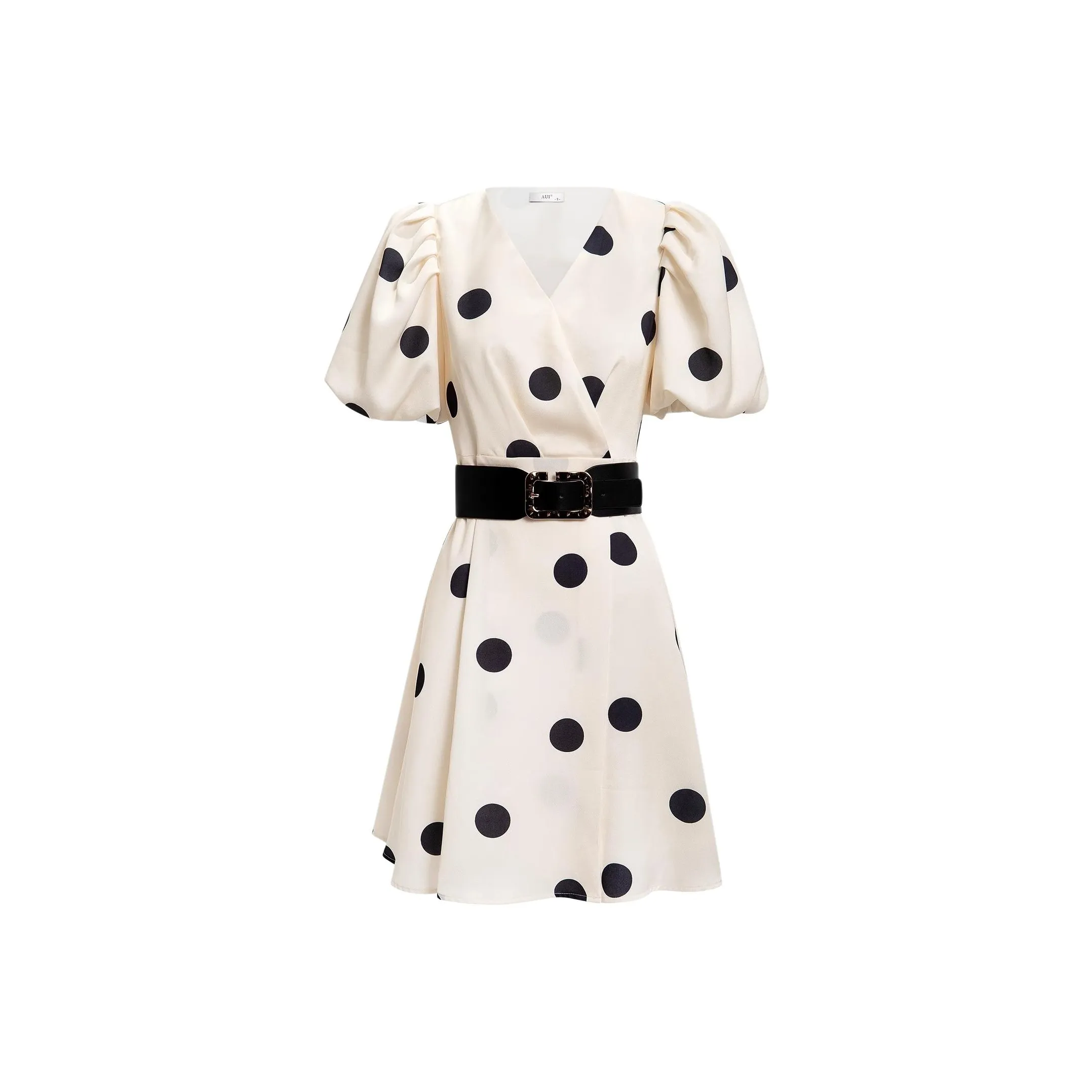 AUI Короткий рукав Платье Женское Абрикосовый Белый