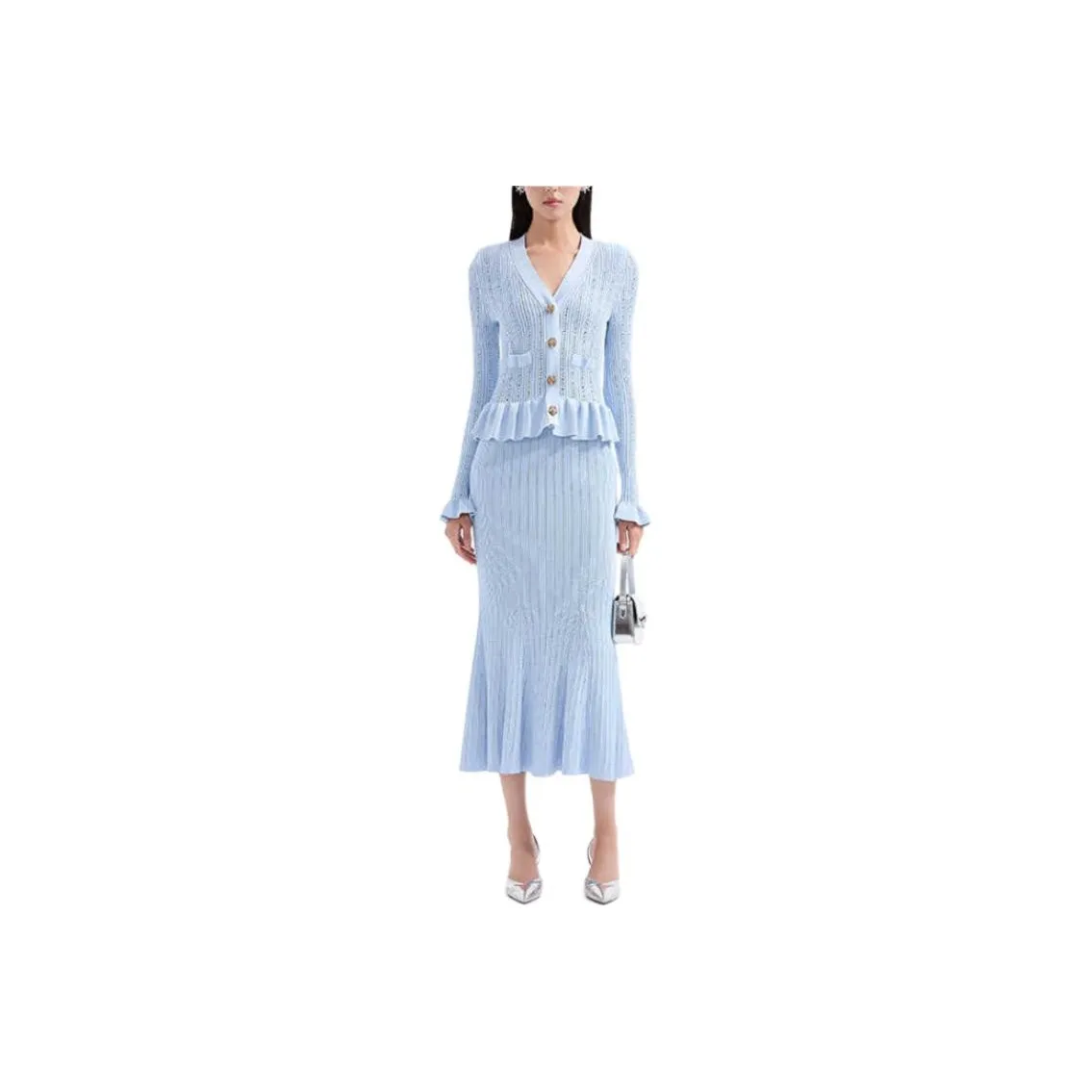 Self portrait Long Sleeved Dress Women's Haze Blue