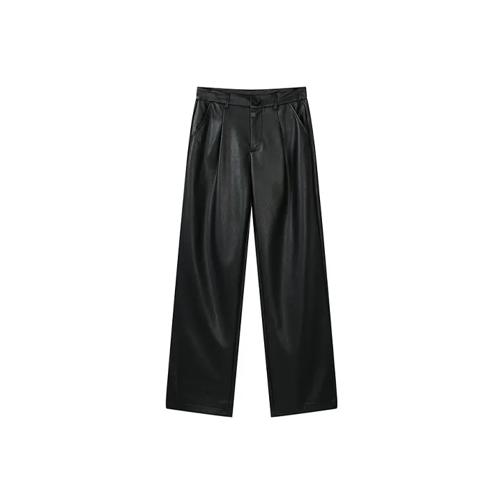 PZGE Кожаные брюки женские черные