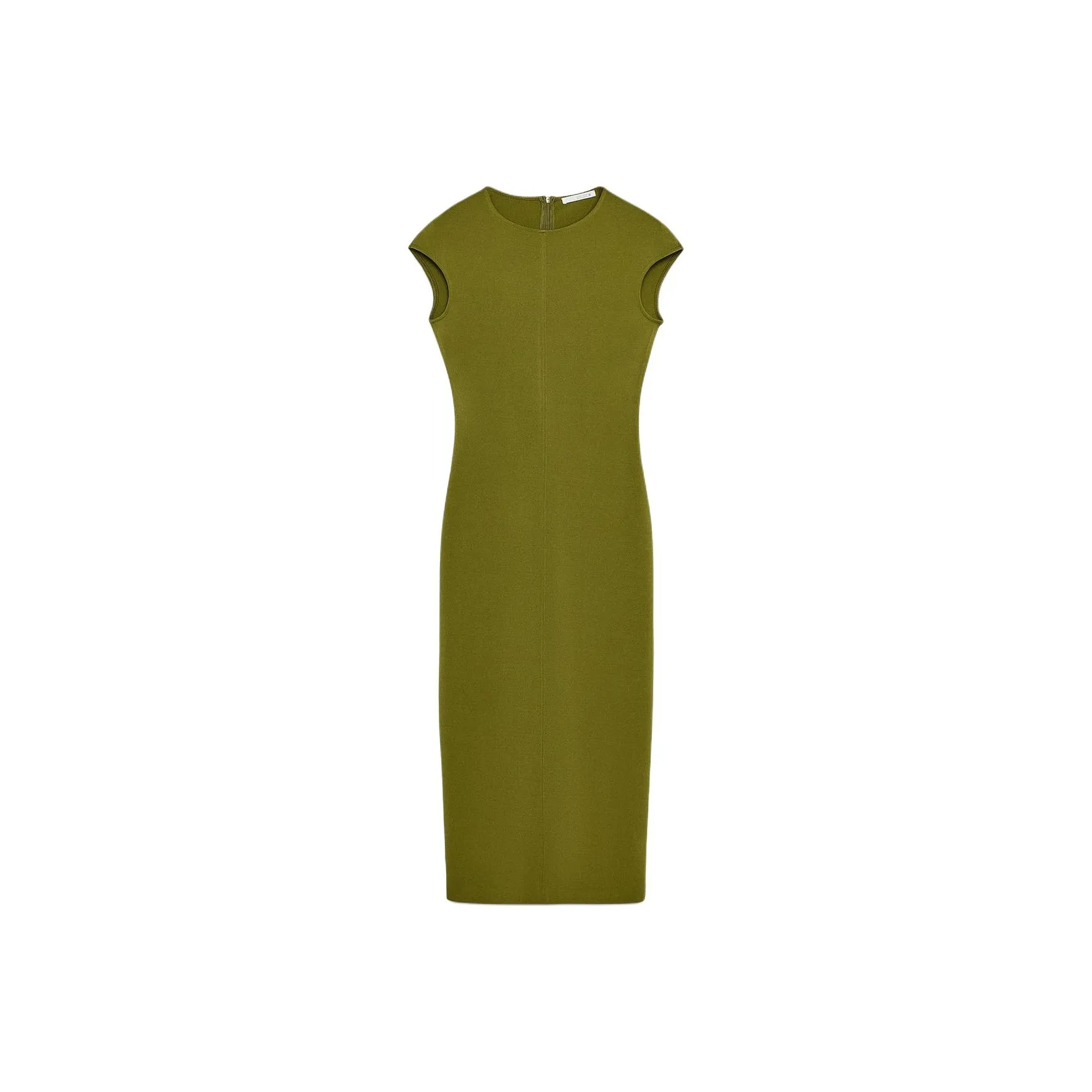 ZARA Короткий рукав Платье Женское Оливково-зеленый