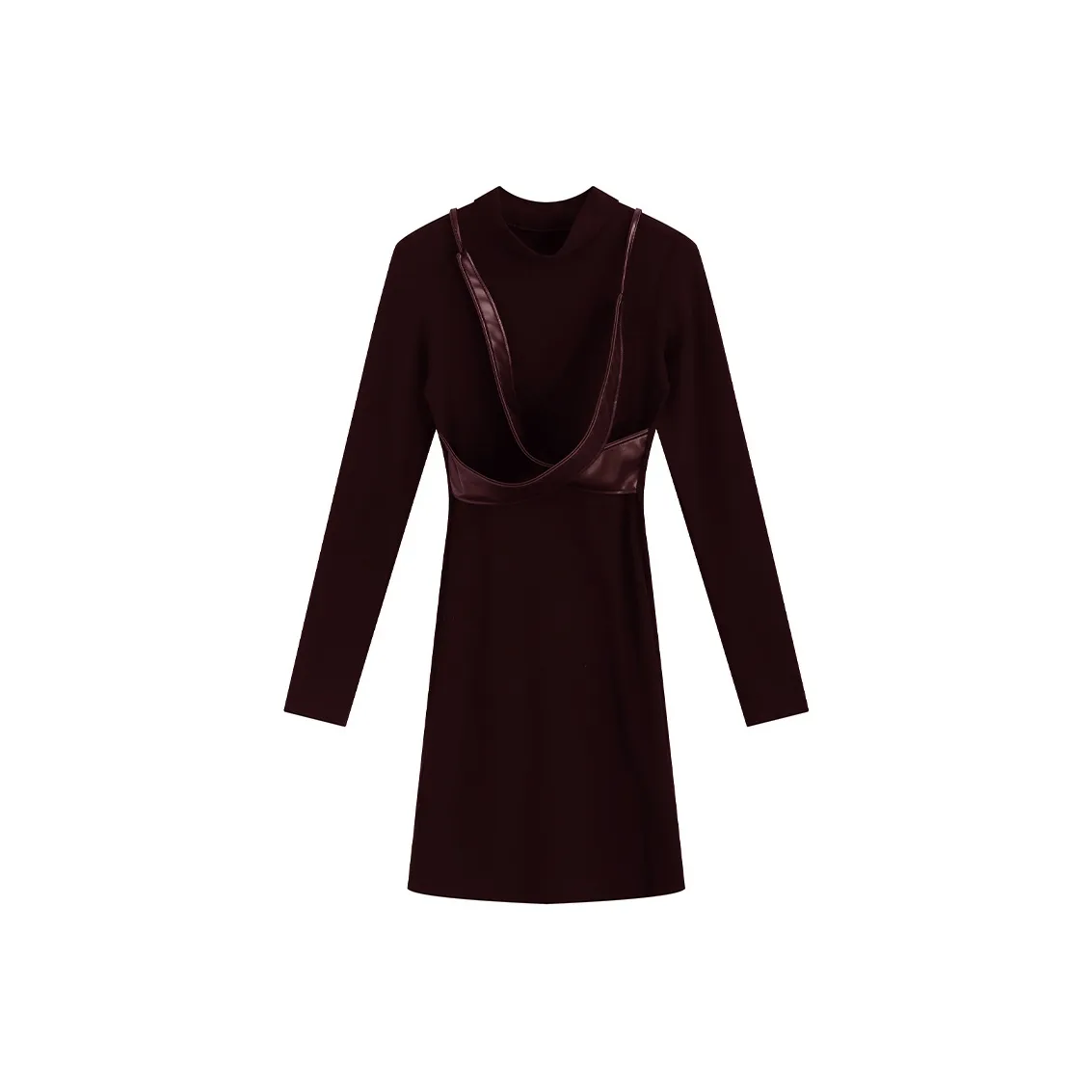 PZGE Длинное платье с длинным рукавом женское бордового цвета