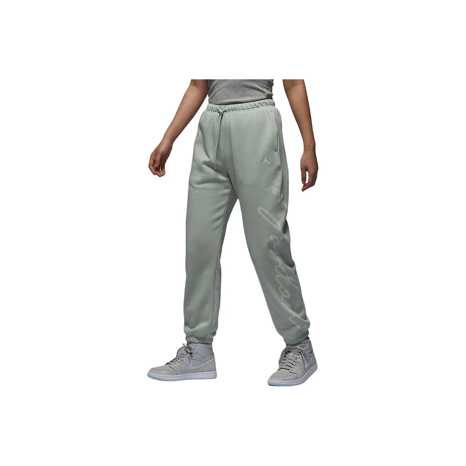 Jordan Brooklyn Fleece FW24 Вязаные тренировочные брюки женские аква-синий парусный белый