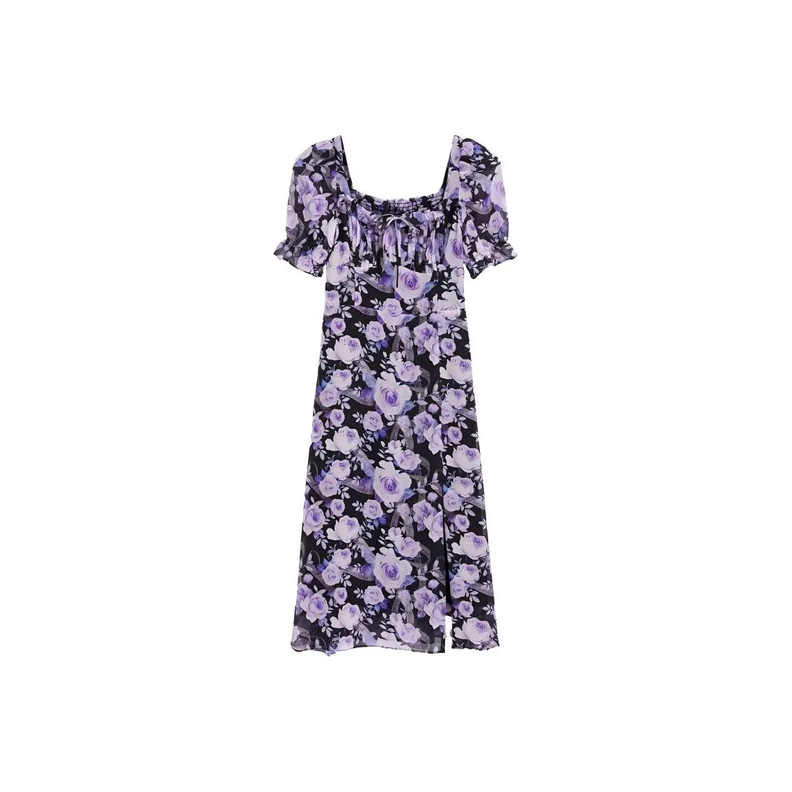 Bebe Short Sleeved Dress Women's Black Purple