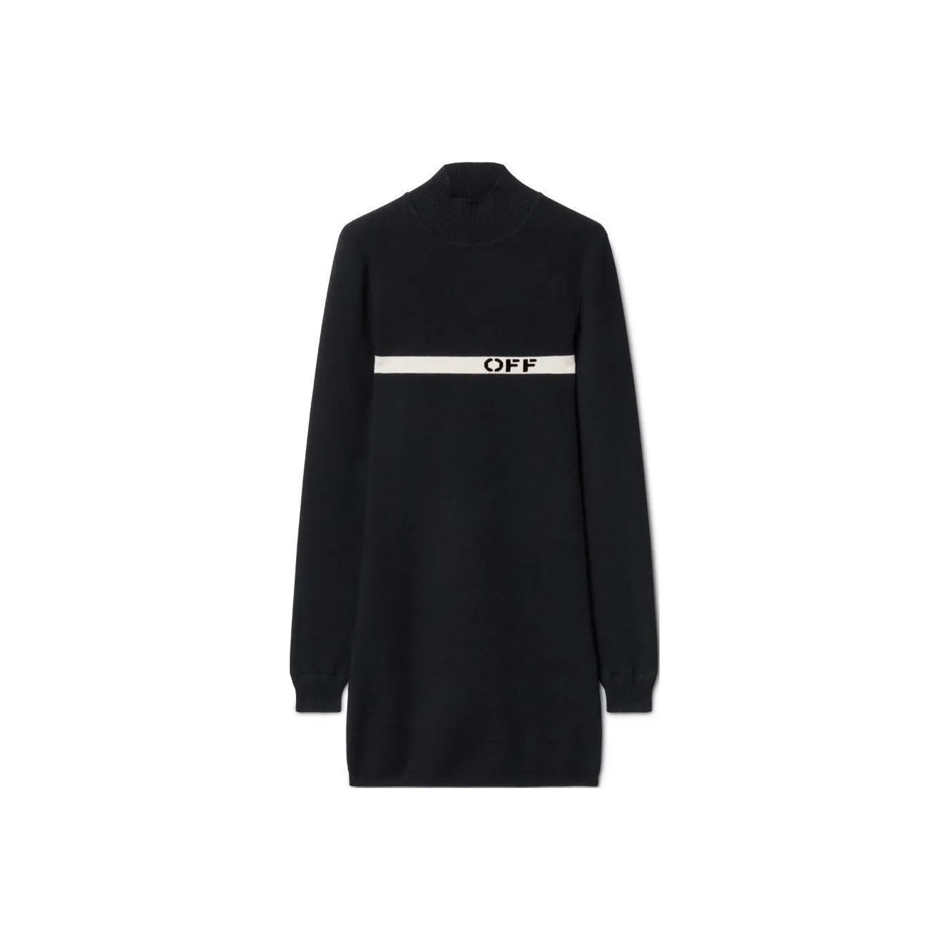 OFF WHITE Mock Neck Long Sleeved Mini Dress