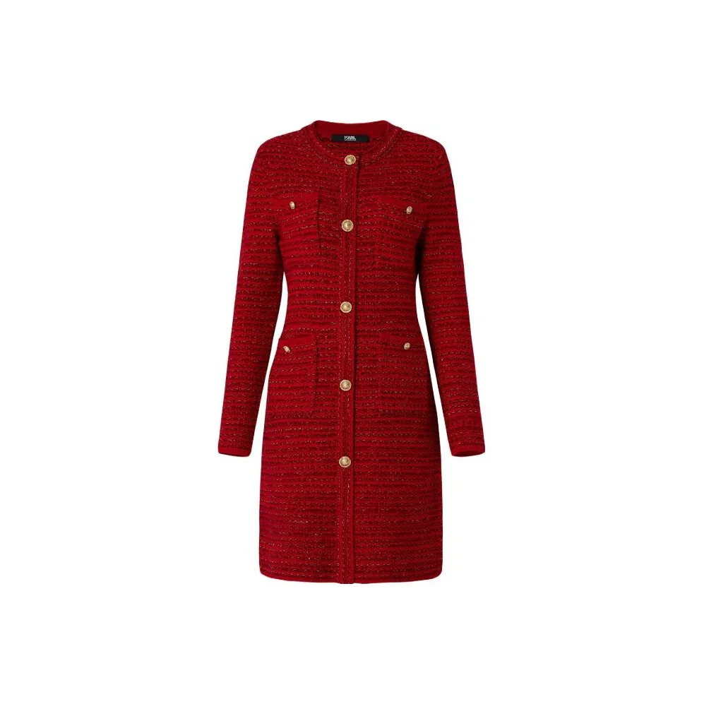 KARL LAGERFELD Длинное платье с длинными рукавами женское красное