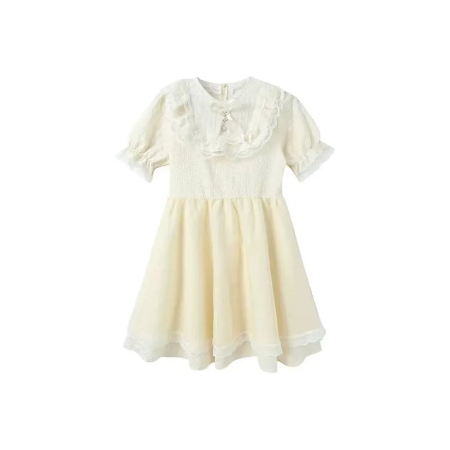 Lookinto Короткий рукав Платье Женское Желтое