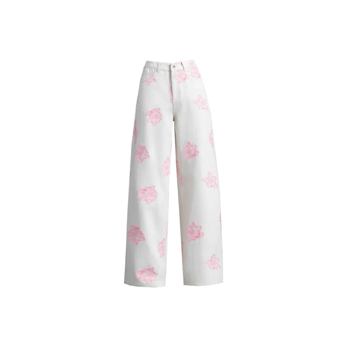 You Cow Me Pants Джинсы Женские Бежево-розовый Цветочный