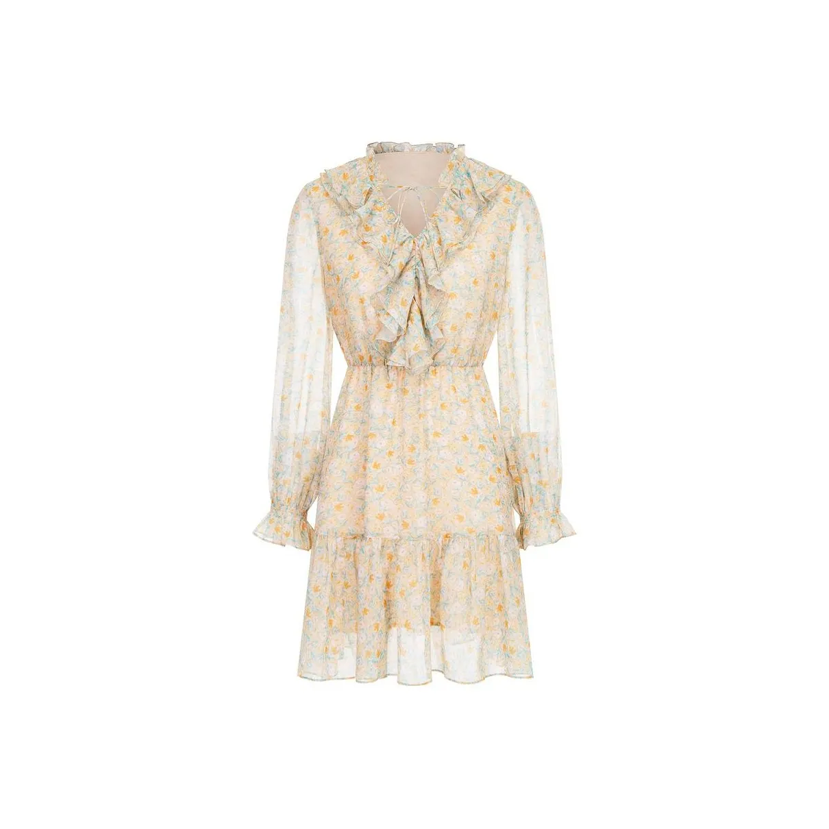 JZ Juzui Dress Women's Flower Yellow Green