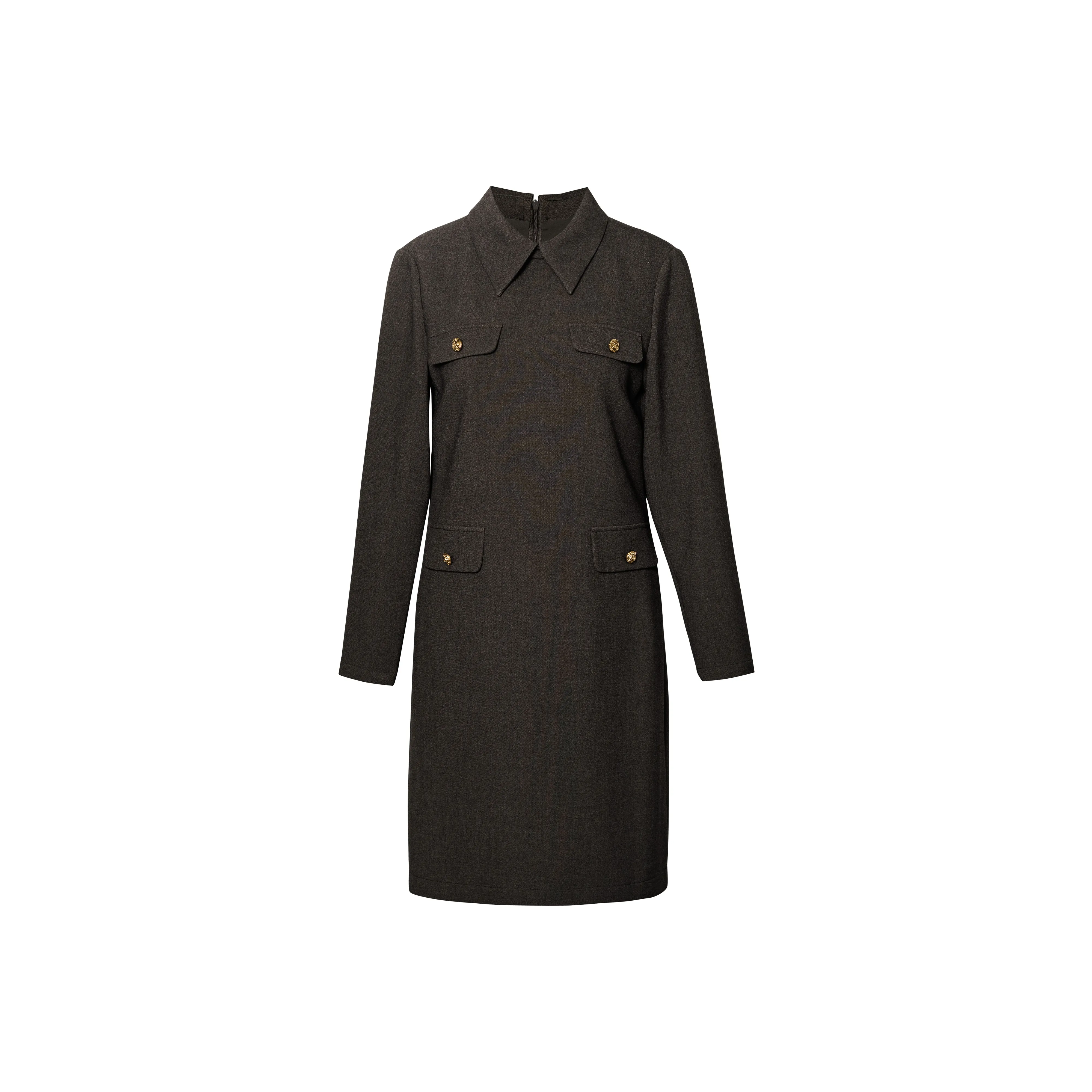 ROEYSHOUSE Длинное платье с длинными рукавами женское коричневое