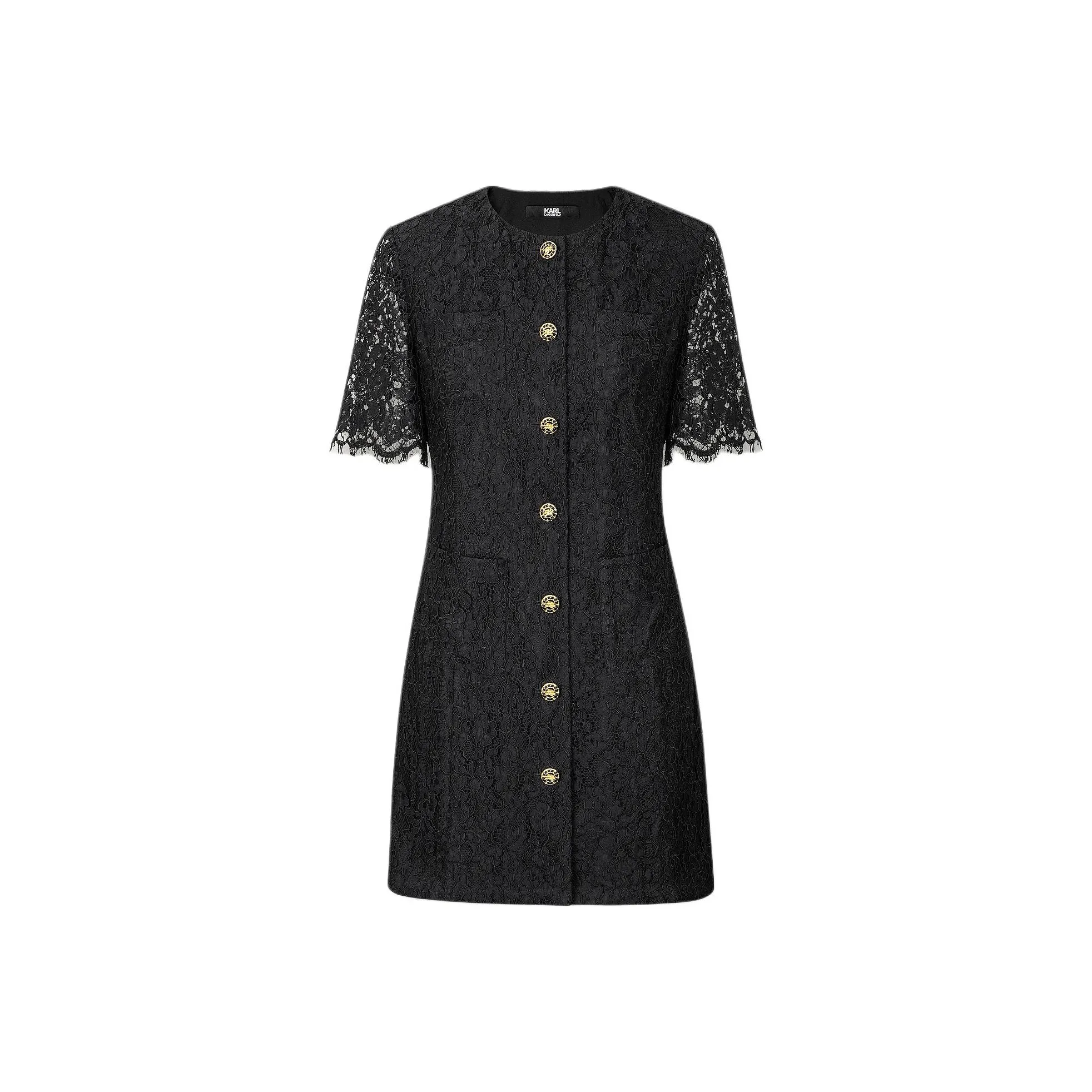 KARL LAGERFELD Короткий рукав Платье Женское Черное