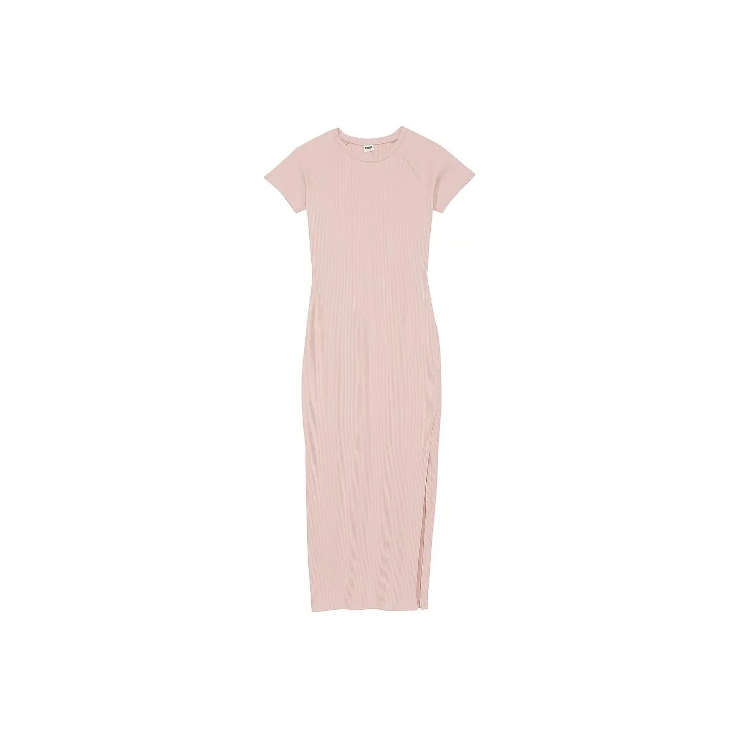Victoria's Secret PINK CONTOUR RIBBED MIDI DRESS / Wanna Be Pink Short Sleeved Dress Women's Want Pink
