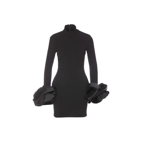 Solace London Черное Женское Длинное Платье с Рукавами