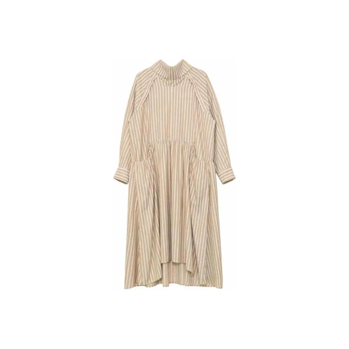 Boutique By Babymoon Long Sleeved Dress Women's Khaki Stripes