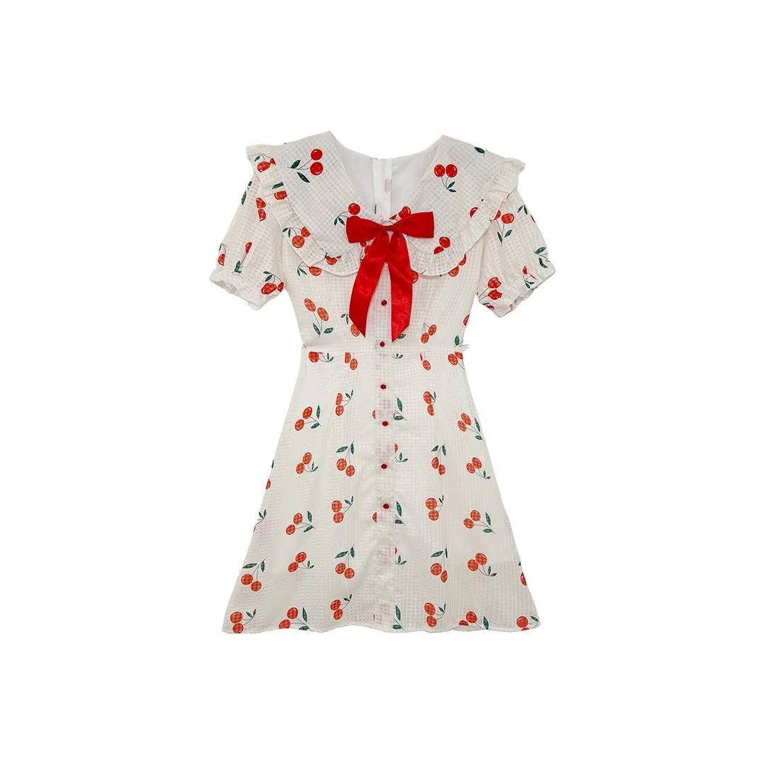 Icicofficial Короткий рукав Платье Женское Вишнево-красное