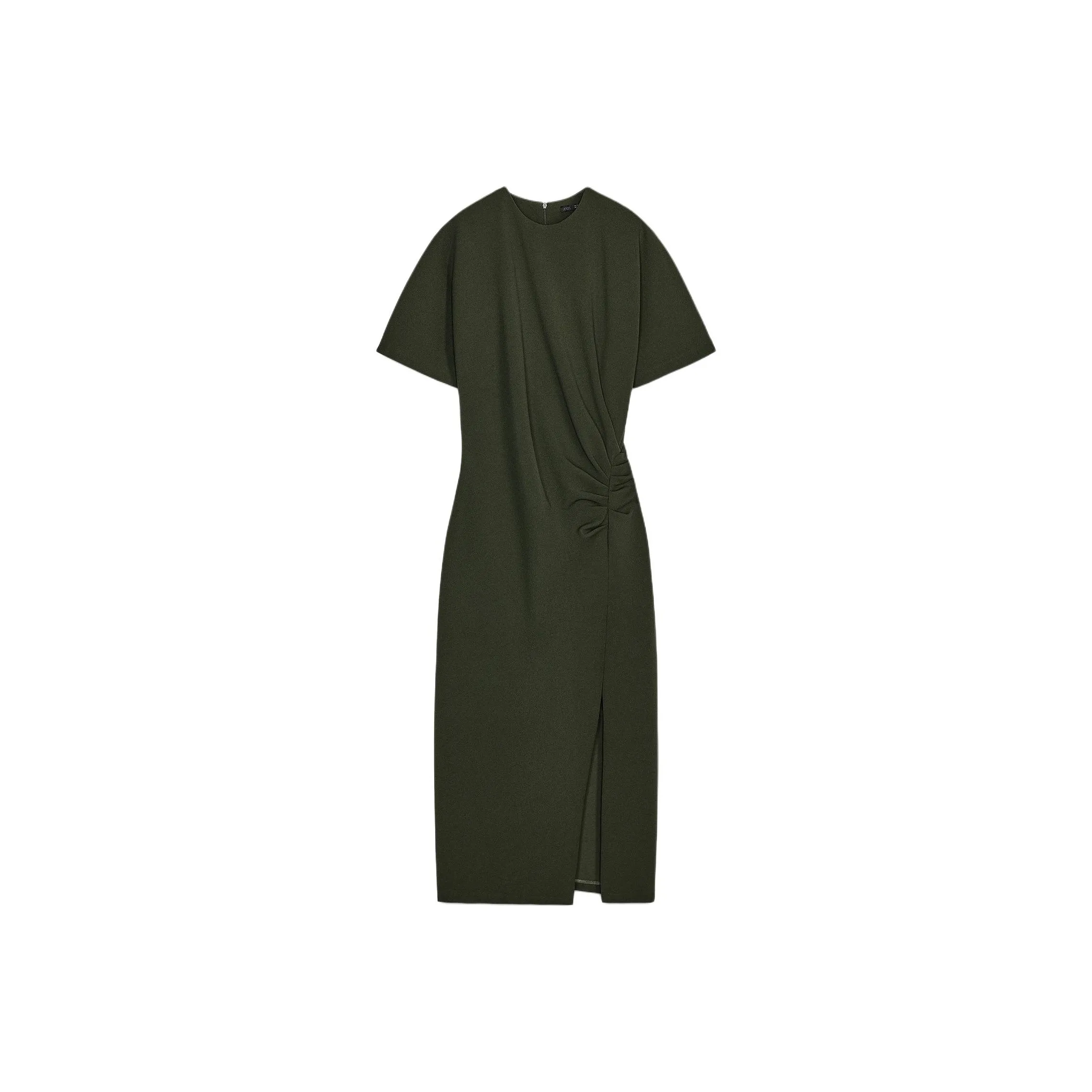 ZARA Короткий рукав Платье Женское травяной зеленый