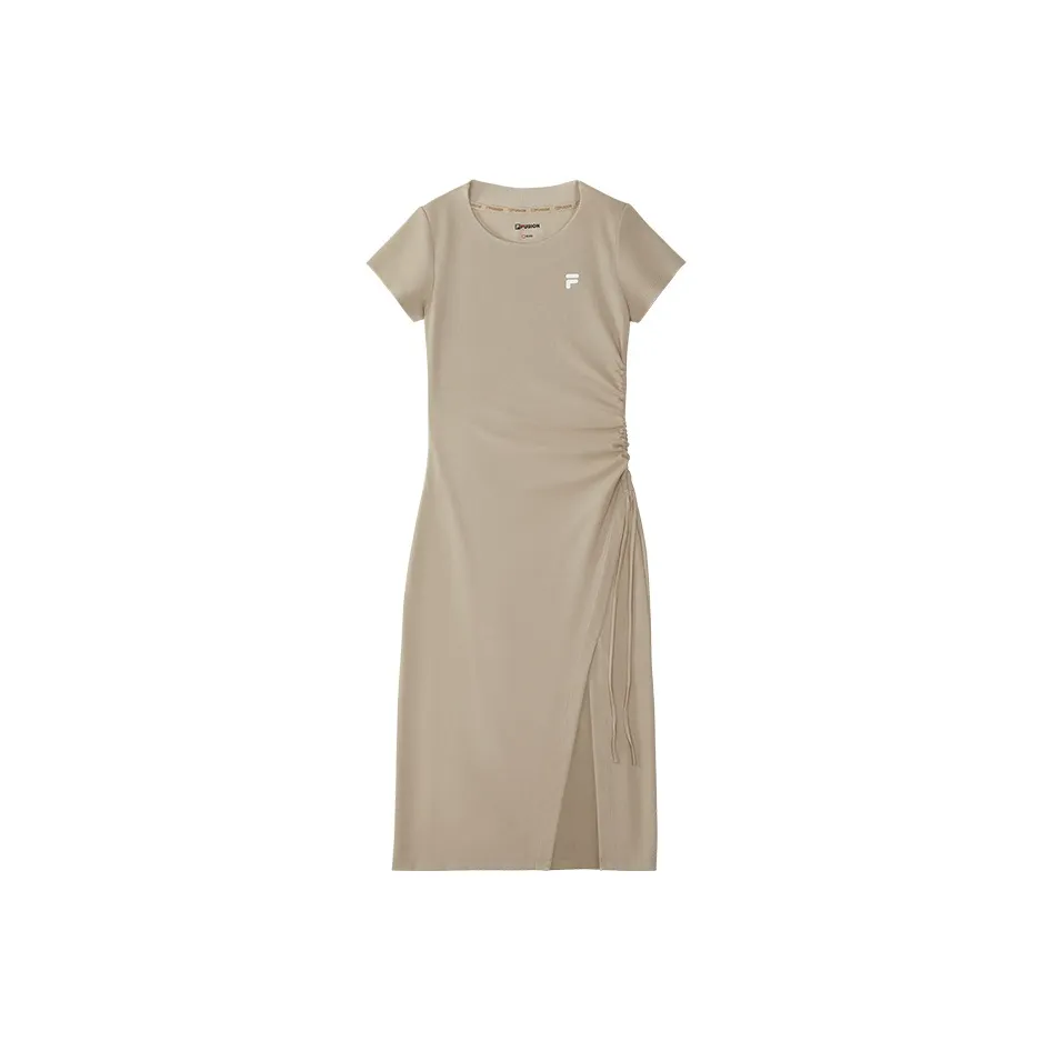 FILA FUSION Короткий рукав Платье Женское Серый Коричневый Хаки