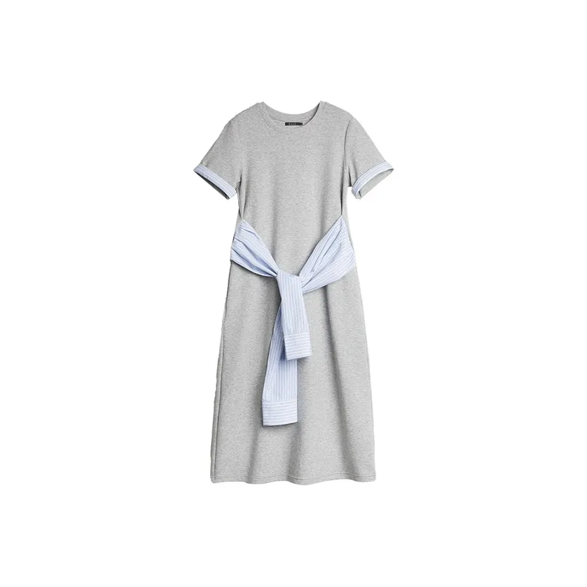 ELLE Короткий рукав Платье Женское Средне-серое