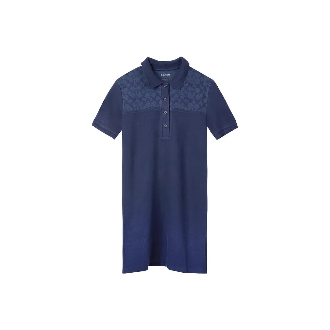 COACH Темно-синий Женские Короткие Платья с Рукавами