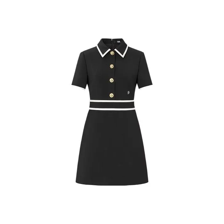 KARL LAGERFELD Короткий рукав Платье Женское Черное