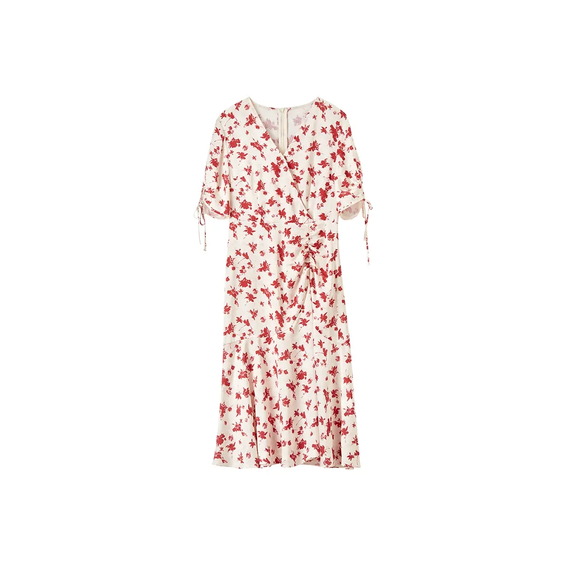 SENTUBILA Short Sleeved Dress Women's Apricot With Red Floral