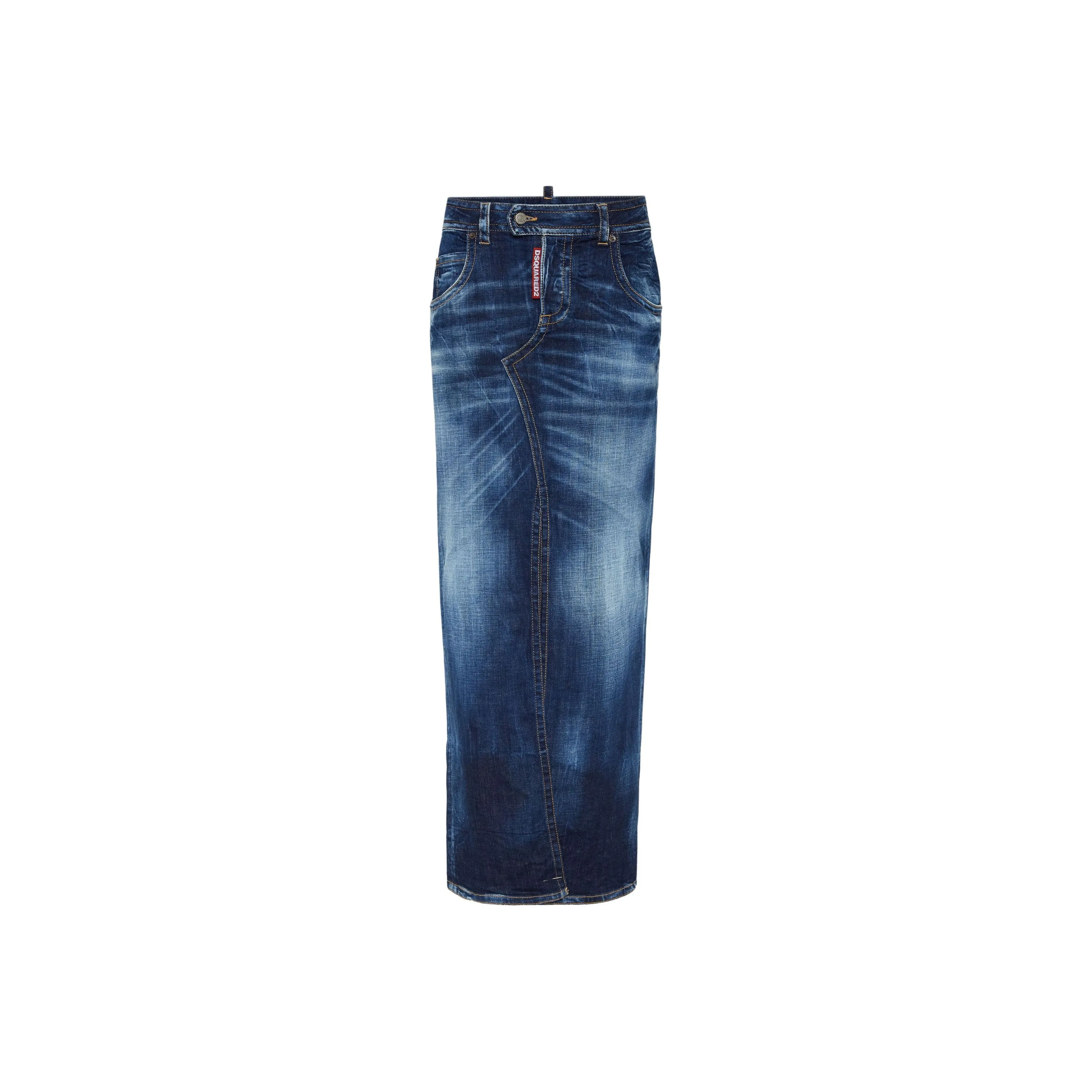 DSQUARED 2 Medium Wash Front Split Jean Skirt
