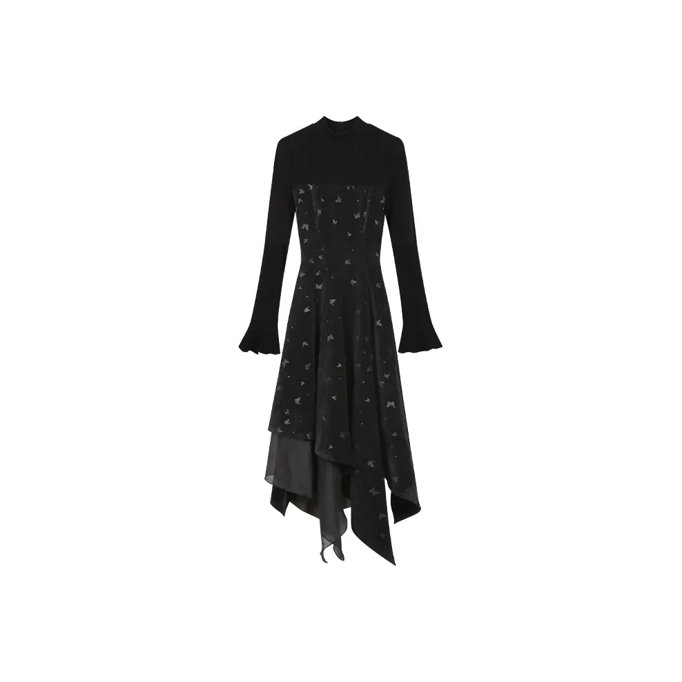 Sorrow Matsumoto Длинное платье с длинными рукавами женское черное