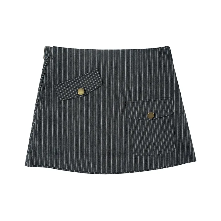 SIMPLE PROJECT Темно-серый с полосами унисекс повседневные короткие юбки