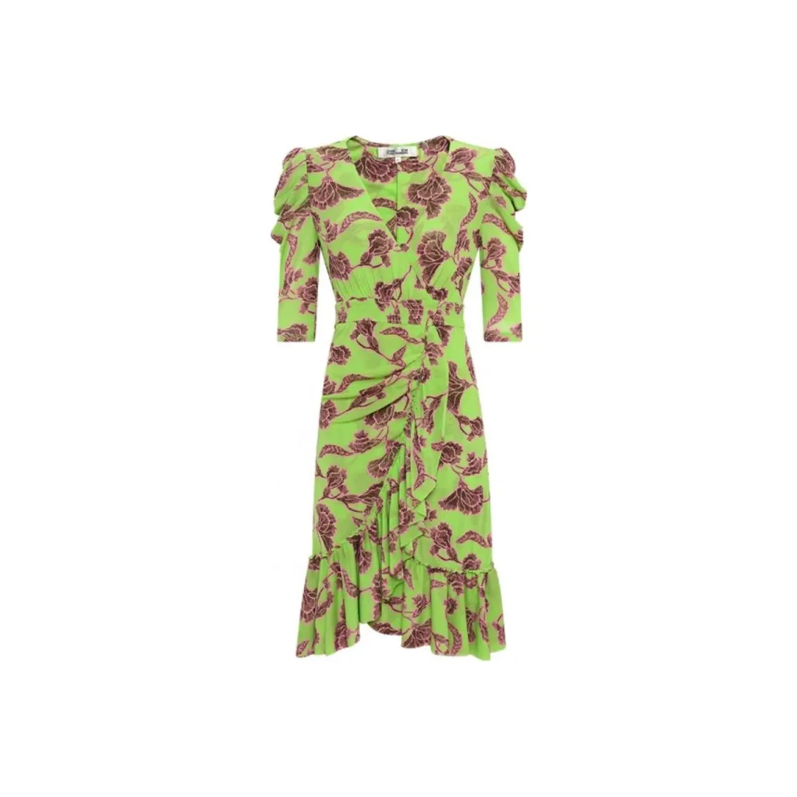 DVF Diane Von Furstenberg Короткое платье с короткими рукавами женское зеленое