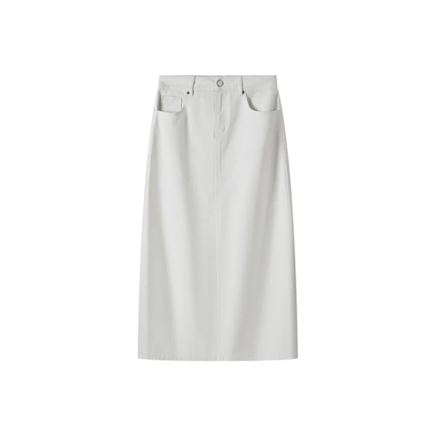 MOSIIMORII Деним Длинная Юбка Женская Белая