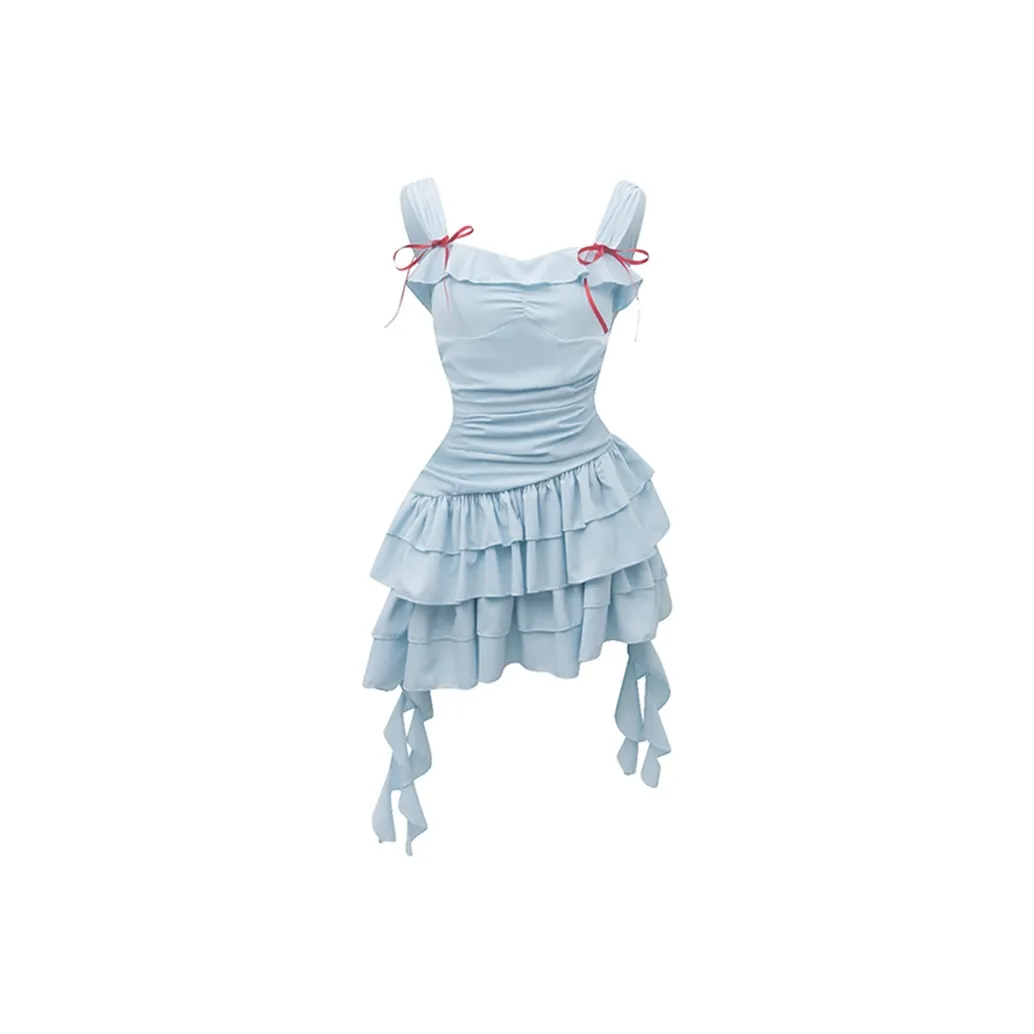 BIFH Короткий рукав Платье Женское Светло-синий