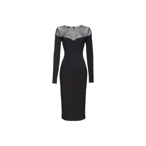 PINKO Черное Женское Длинное Платье с Рукавами