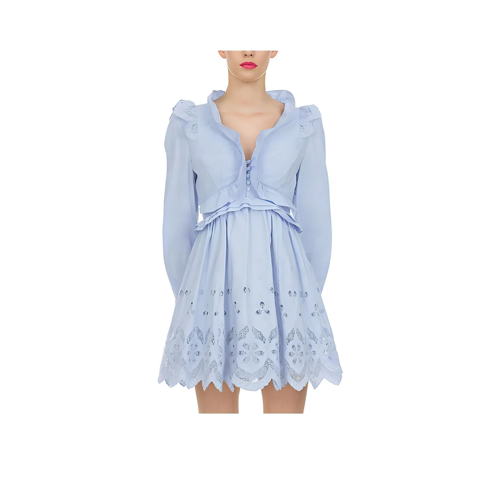 Self-portrait Long-Sleeved Dresses Women's Sky Blue