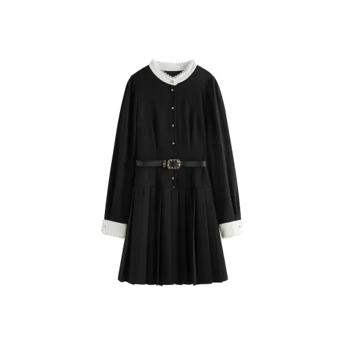 FANSILANEN Black Женские Длинные Рукава Платья