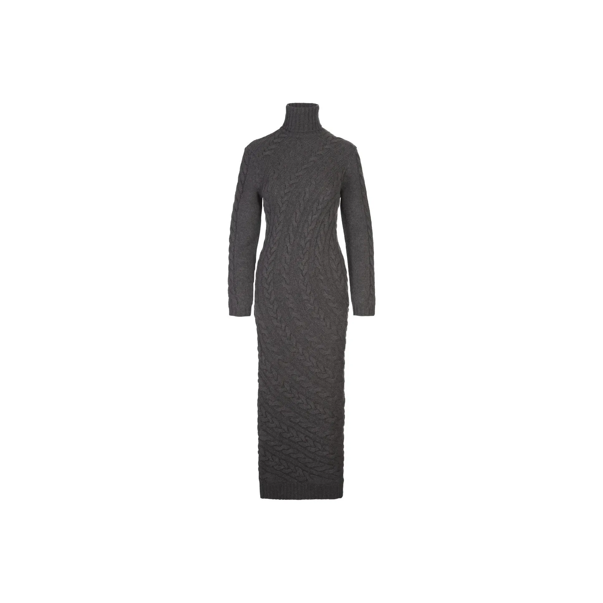 MaxMara Curved Ribbed Turtleneck Maxi Dress