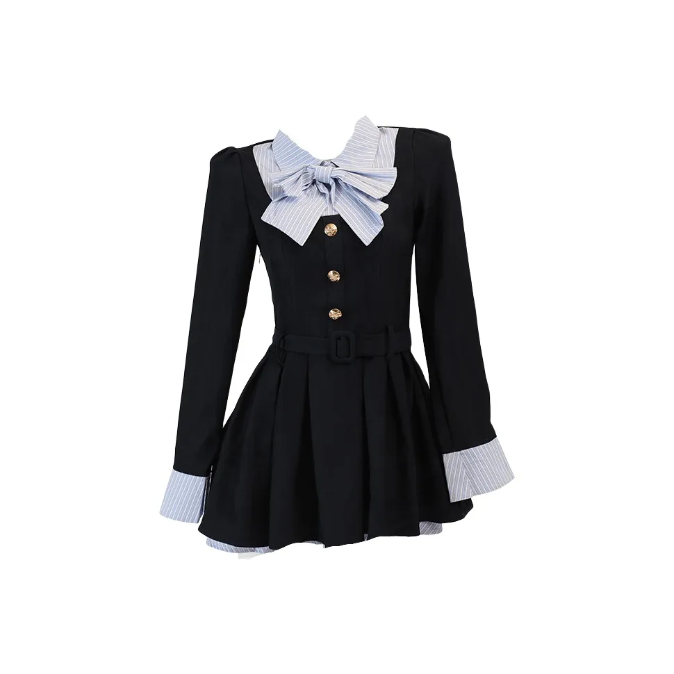 AFGGD Длинное платье с длинными рукавами женское темно-синий