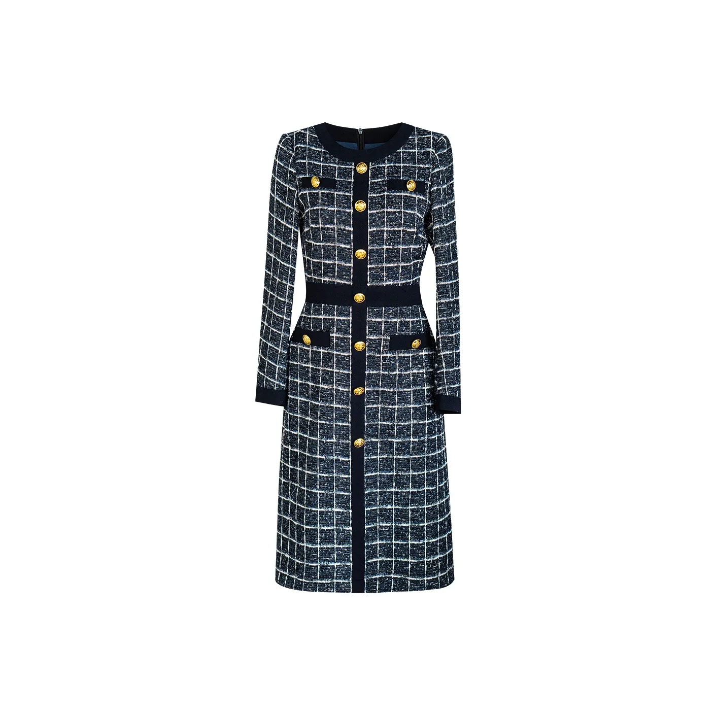 ROEYSHOUSE Длинное платье с длинными рукавами женское в клетку