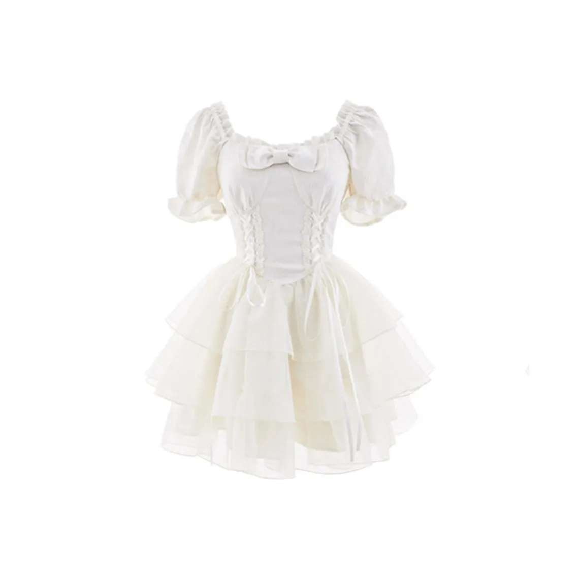 SourceDEEMO Короткий рукав платье женский белый