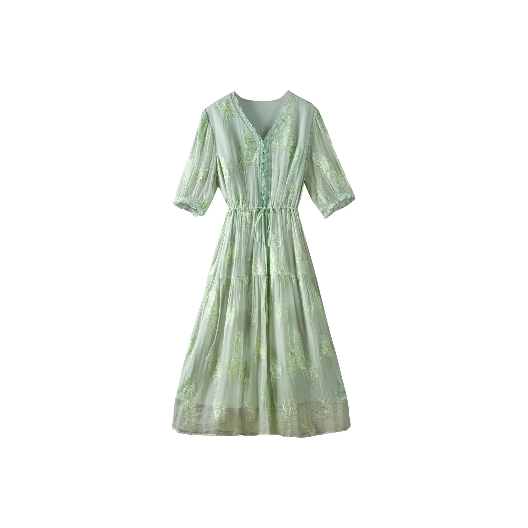 To The West Короткий рукав Платье Женское Зеленое