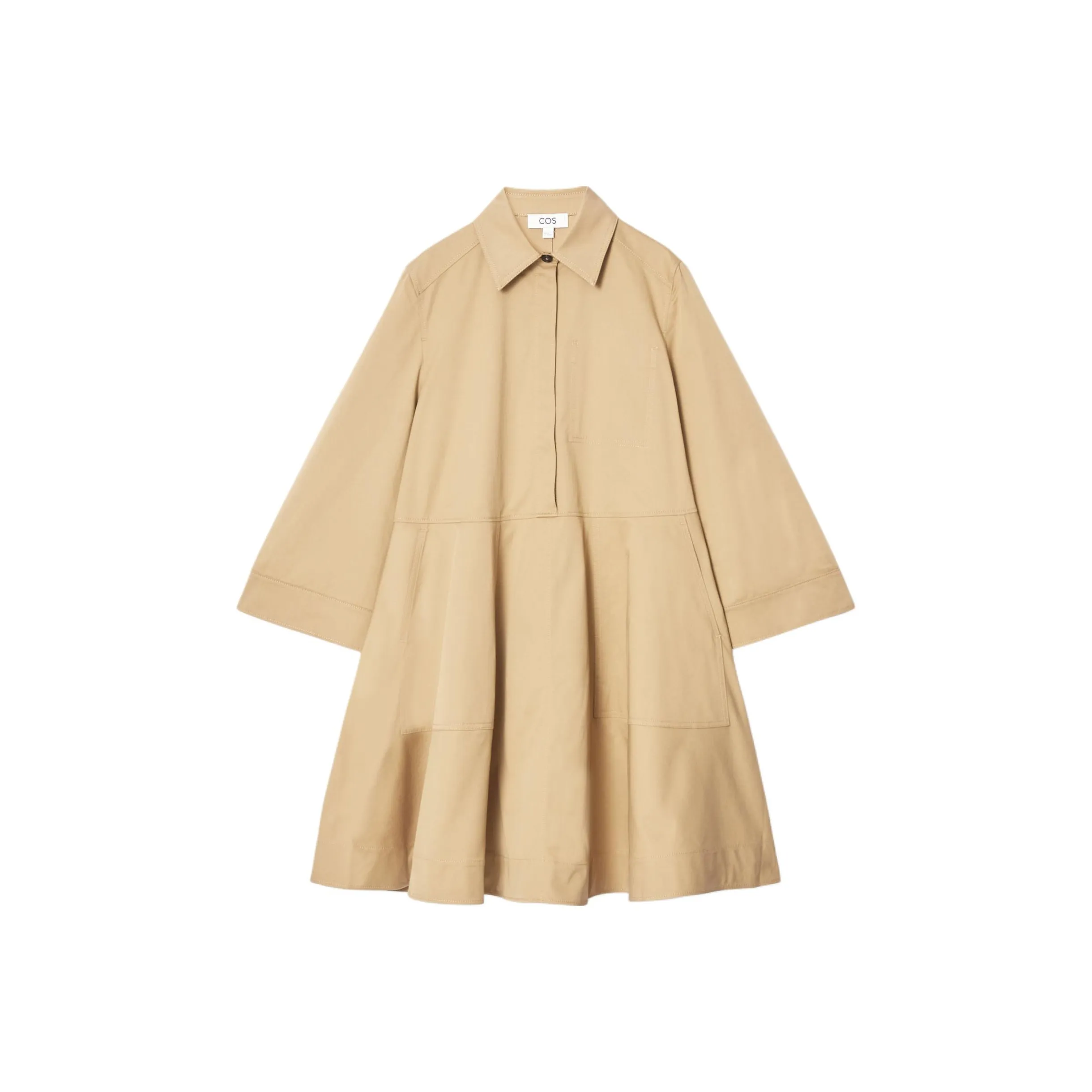 COS Длинное платье с длинными рукавами женское бежевый
