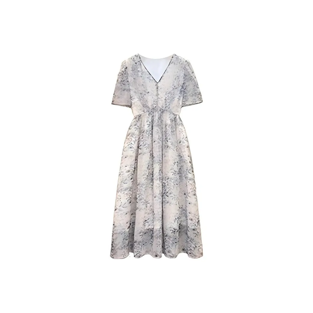 ARIADNAW STUDIO Короткий рукав Платье Женское Синий Серый