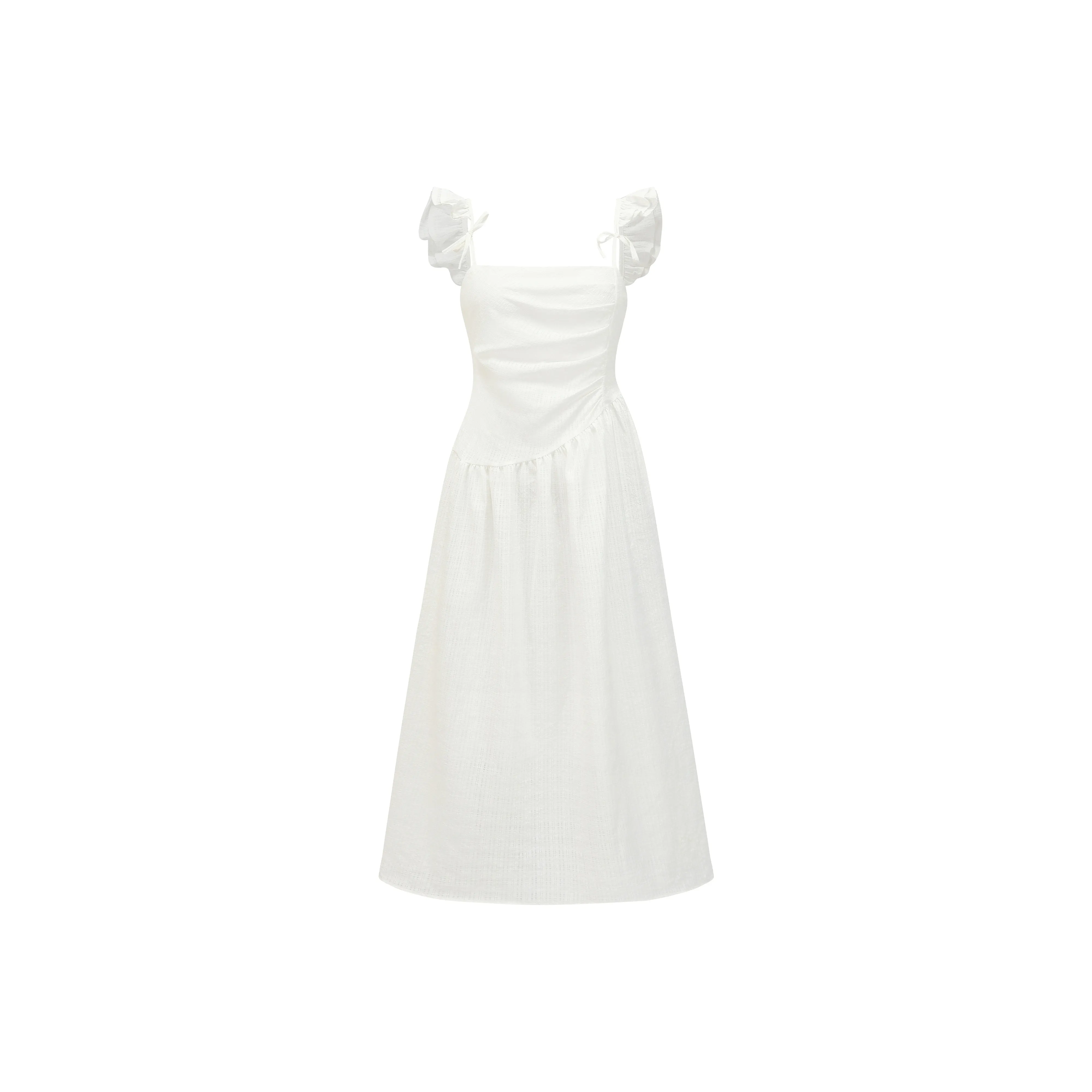 FIAWANG Короткий рукав платье женский белый