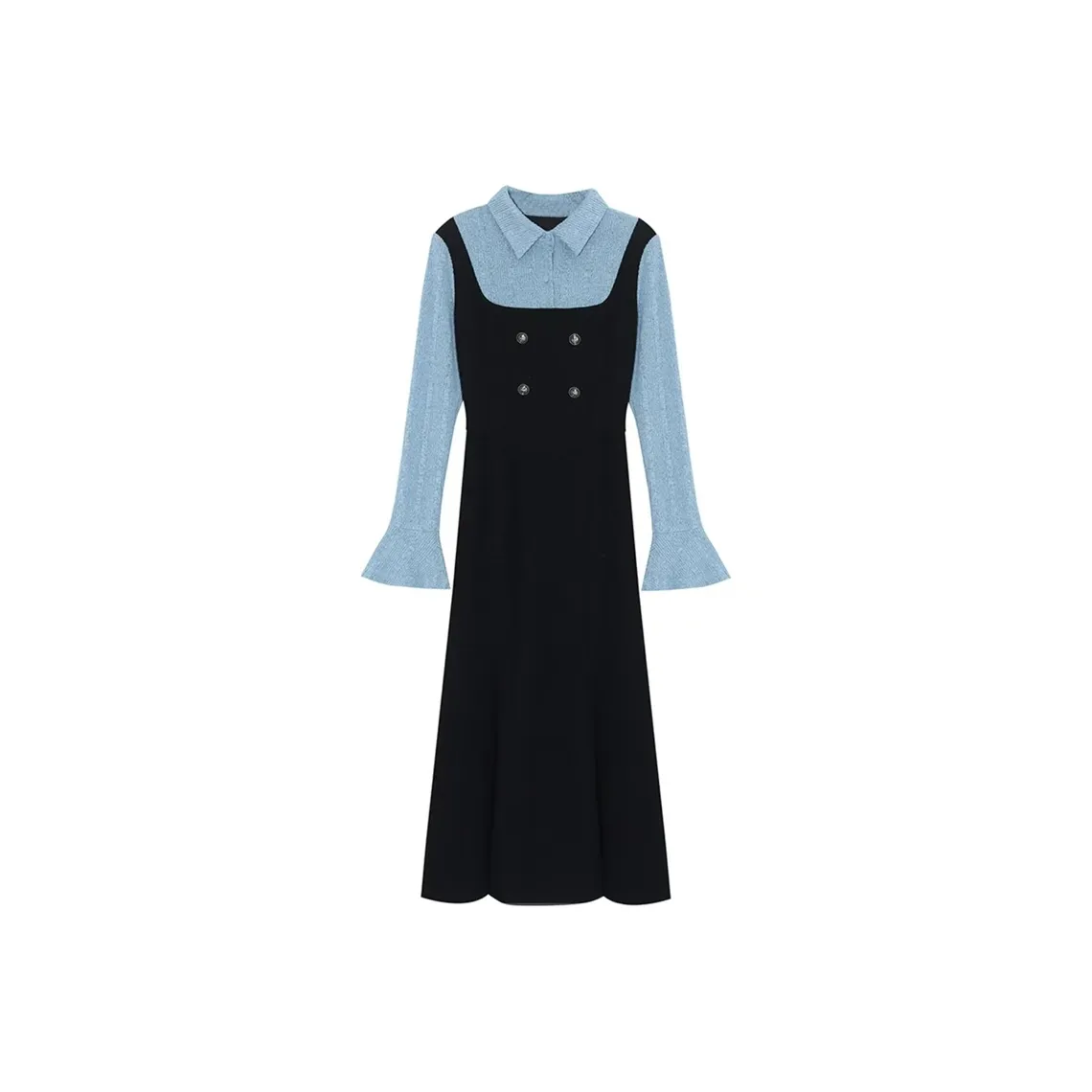 PAIN OR PLEASURE Long Sleeved Dress Women's Black & Blue