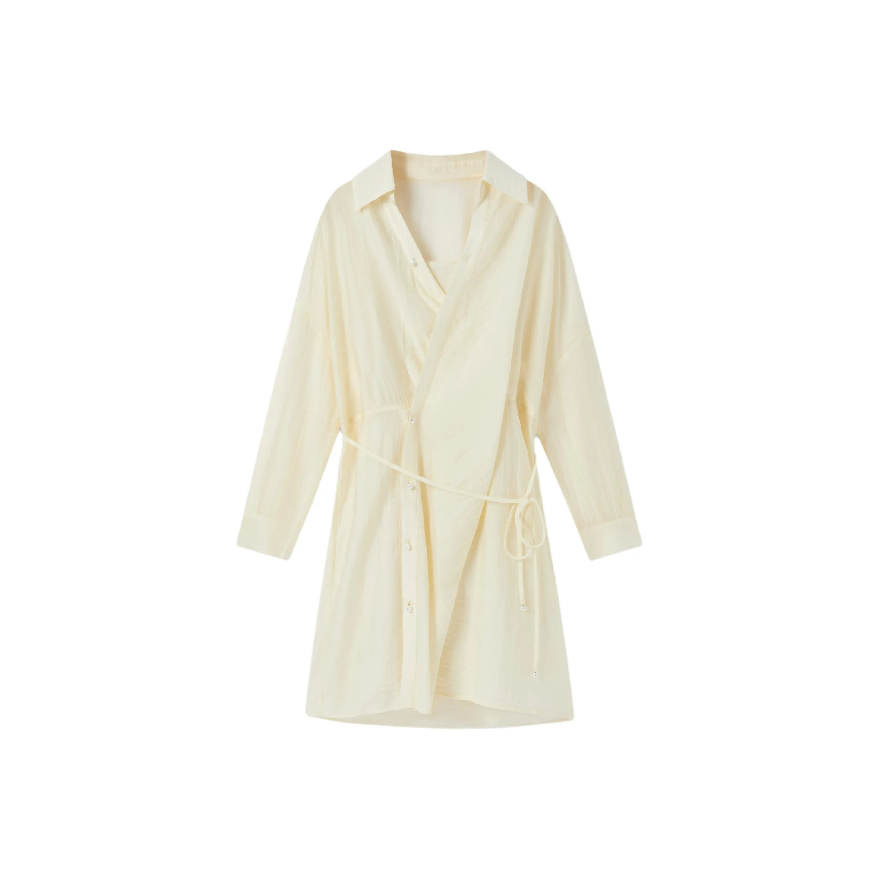 TKY SHOP Long Sleeved Dresses Women's Light Lemon Yellow