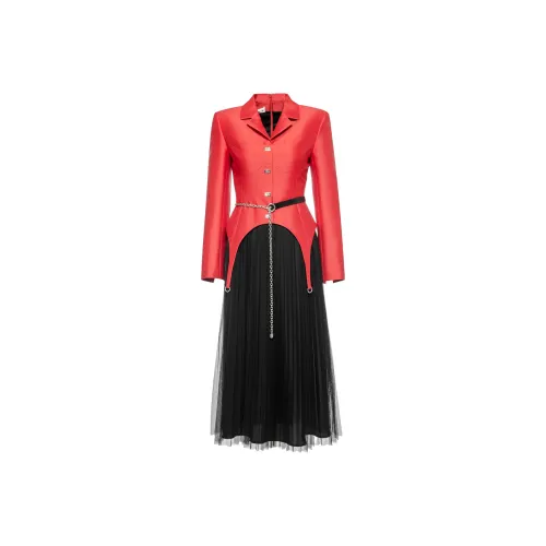 Yesby Yesir Red Black Женские Длинные Рукава Платья