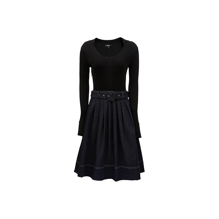 Only J37 1000 Промытый синий Деним 1000JEANS Синий Женские Длинные Платья с рукавами